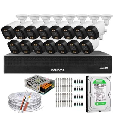 Imagem de Kit 15 Câmeras Segurança Full Color Dvr 1016-C Intelbras C/Hd 500gb