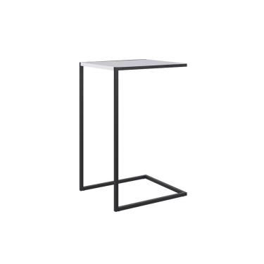 Imagem de Mesa Lateral Industrial Branco Fosco Base Metálica Preto