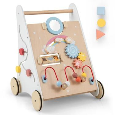 Imagem de Baby Walker BABY JOY Wooden Push Pull Sit-to-Stand Learning