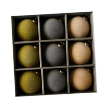 Imagem de UGPLM Conjunto de 9 bolas de Natal flocadas para decoração de árvore de Natal, pingentes de 8 cm (3,15 polegadas) para, restaurante, hotel e