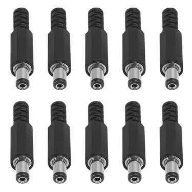 Imagem de 10 peças 5,5 mm x 2,1 mm DIY macho DC Power Plug Jack Adaptador de conector de solda para reparo de cabo de alimentação