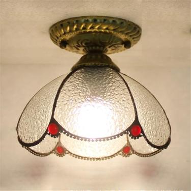 Imagem de Luminária de teto contemporânea LED estilo retrô americano para sala de estar, restaurante, quarto, casa de campo, hotel, corredor, café, bar, decoração em vidro colorido (Estilo 21)
