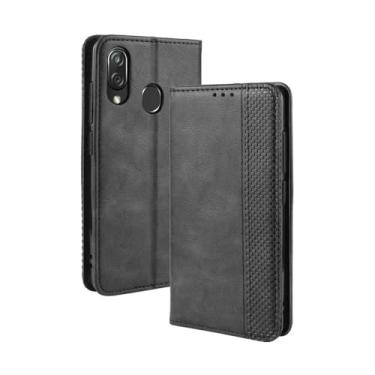 Imagem de Capa para ZTE Blade V10 Vita,Retro Flip magnético,Caso de telefone de couro PU,Design de carteira com 3 slots de cartão e 1 clipe de dinheiro -Black