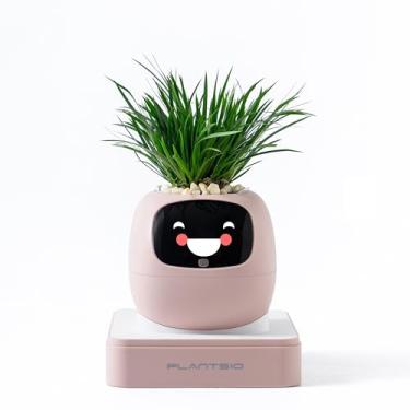 Imagem de Ivy AI Vaso de plantas inteligente com emoji robô de plantador inteligente para plantas de casa Tamagotchi Vaso de flores elegante Plantagotchi decoração de casa (blush)