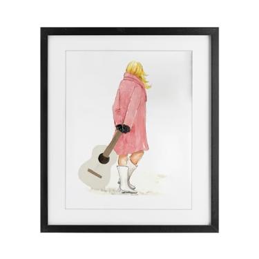 Imagem de Stupell Industries Impressão emoldurada feminina elegante com guitarra cinza sob vidro, design de Lanie Loreth, 40,6 x 33,5 cm