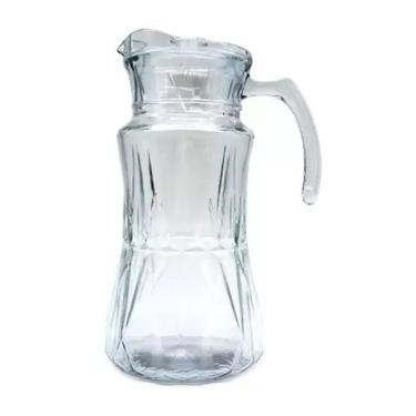 Imagem de Jarra Vidro Tampa Trabalhada Detalhes Suco água Refresco Chá
