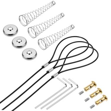 Imagem de 3 conjuntos de cabos de trinco de portão, cabo de trinco preto com mola, aço inoxidável 5 a 15 cm abridor de porta ajustável para porta de metal de madeira e quintal