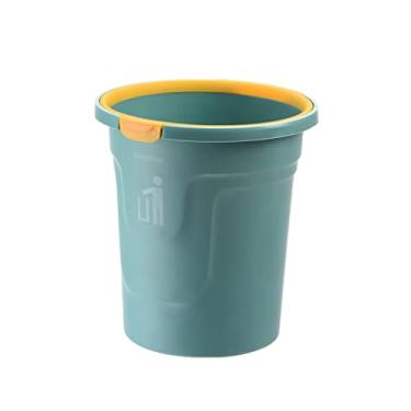 Imagem de Caixote do lixo doméstico lixeira simples grande lata de lixo sem tampa com pressão cozinha sala de estar armazenamento higiênico cesta de papel caixote do lixo/verde/cinza