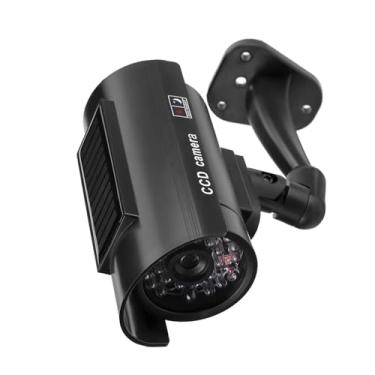 Imagem de Câmera de Segurança Falsa de Imitação à Prova D'água Movida a Energia Solar Com Luz LED Piscante para Vigilância Externa