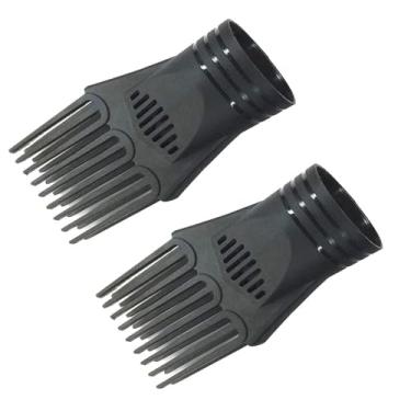 Imagem de 2 peças de pente universal de plástico preto para secador de cabelo, acessório para alisamento, desembaraçamento - bocal pente de salão de cabeleireiro, ferramentas de estilo e aparelhos para cabelos