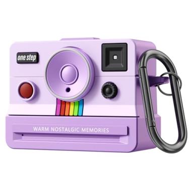 Imagem de QINGQING Capa compatível com AirPods Pro 3, capa de silicone 2025, design retrô para câmera, mosquetão e kit de limpeza incluídos, resistente a choques, proteção total para AirPods Pro 3ª geração