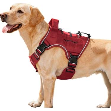 Imagem de Peitoral tático resistente para cães grandes, colete refletivo ajustável sem puxão com sistema Molle, controle de nível militar K9 para treinamento de serviço, atividades ao ar livre e mais de 10