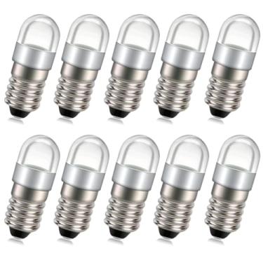 Imagem de SOFOC Lâmpada LED base E10 4,5 V sem polaridade, branca, super brilhante, baixa energia, lâmpada de halogêneo para lanternas, brinquedos, instrumentos, lâmpadas de parede, luzes industriais, 10 peças