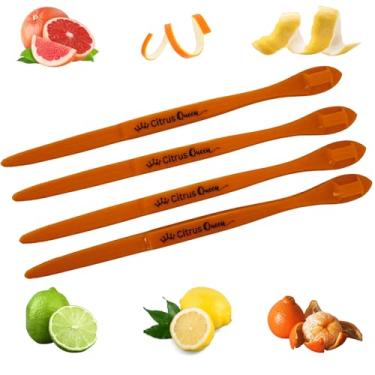 Imagem de Citrus Queen Descascadores de 4 peças, ferramentas de remoção de casca de frutas verdes para laranjas, limões, limões, toranjas, raspadores fáceis de descascar para crianças e adultos