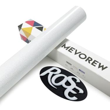 Imagem de MEVOREW Vinil de transferência de calor puff 3D, vinil HTV de espuma de glitter branco de 30,5 x 1,8 m, ferro em vinil para camisetas compatíveis com Cricut Air ou Maker (branco)