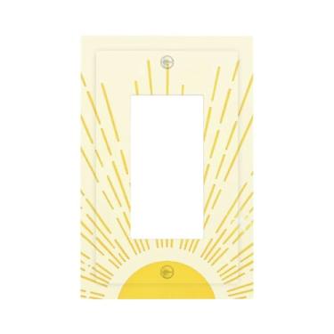 Imagem de BHGAHD Capas decorativas amarelas modernas boêmias abstratas Sunburst 1 Gang Rocker Light Switch Cover Plate Placas de Parede Únicas para Tomadas Elétricas Capas de Placa de Interruptor para Sala de