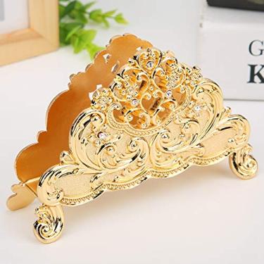 Imagem de Zerodis Suporte de Guardanapo de Metal Artesanato Suporte de Tecido Design Premium para Casa café Restaurante e Uso de Escritório Ornamentos (porta lenços dourado)