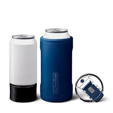 Imagem de BrüMate Hopsulator Trio 3 em 1 refrigerador de latas isolado para latas de 340 g/473 ml + copo 100% à prova de vazamento com tampa | Isolado para cerveja, refrigerante e bebidas energéticas (Matte Navy)
