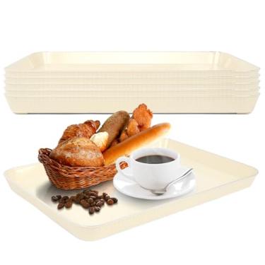 Imagem de Bandeja de servir, pacote com 6 bandejas de plástico, bandeja de comida, travessas de festa, bandejas de cafeteria para festa, cozinha, entretenimento, frutas, aperitivo (24 cm C x 16,8 cm L x 2,2 cm