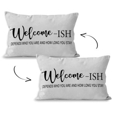 Imagem de Liosei Capa de almofada decorativa engraçada de boas-vindas, capas de almofada de boas-vindas rústicas para casa, sala de estar, quarto, varanda, sofá-cama, sofá, decoração, 40 x 61 cm
