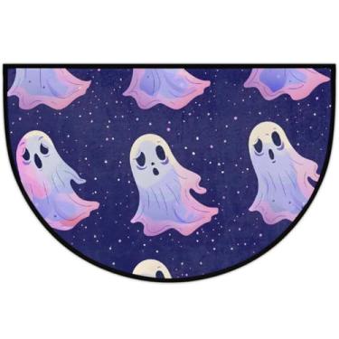 Imagem de Tapete de porta meio redondo, roxo, fantasmas, roxo, antiderrapante, absorvente, semicírculo, tapetes laváveis, meia lua, tapetes para interior, pátio, cozinha, banheiro, entrada, lareira, decoração