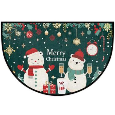 Imagem de Tapete de porta meio redondo, festival de Natal, urso antiderrapante, absorvente, semicírculo, tapetes laváveis, meia lua, tapetes para ambientes internos, pátio, cozinha, banheiro, entrada, lareira