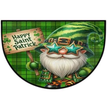 Imagem de Tapete de porta meio redondo, dia de São Patrício, antiderrapante, absorvente, semicírculo, tapetes laváveis, meia lua, para ambientes internos, pátio, cozinha, banheiro, entrada, lareira, decoração