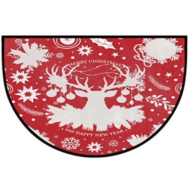 Imagem de Tapete de porta meio redondo, vermelho, abstrato, antiderrapante, absorvente, semicírculo, tapetes laváveis, meia lua, tapetes para ambientes internos, pátio, cozinha, banheiro, entrada, lareira