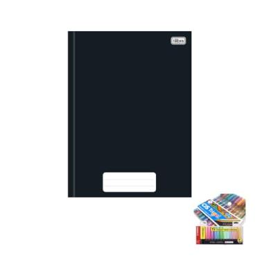 Imagem de Kit Caderno Pepper Preto 80 Folhas + Caneta Trigel Metálica 10 Cores + Marca Texto Boss 15 Cores