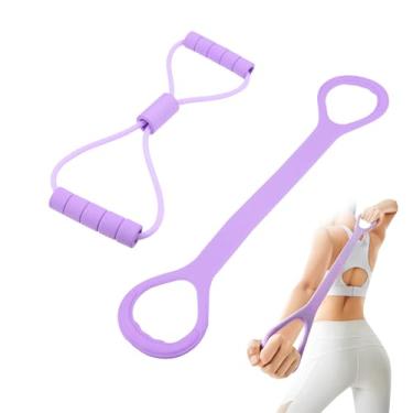 Imagem de Pacote com 2 faixas elásticas de 8 faixas de resistência, faixas de exercícios de resistência com alças, corda elástica para mulheres, treino, braço, ombro, perna, peito, fitness, ioga, treino