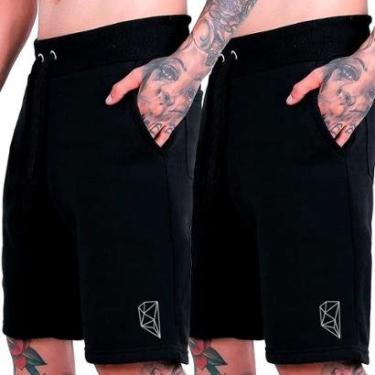 Imagem de Kit 2 Bermuda Plus Size Moletom Shorts Masculino Tamanho Especial Confortável Treino Academia-Masculino