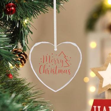 Imagem de Decorações de festa com tema de Natal de cristal de coração, enfeite vermelho de feliz Natal, decoração para pendurar em árvore de Natal, decoração de casamento, aniversário de inverno, lembrança de
