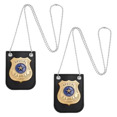 Imagem de UNICRAFTALE 2 peças distintivo de detetive da polícia americana com corrente e clipe de cinto, emblemas de fantasia de Halloween, emblemas de dramatização, acessórios para festas temáticas, cosplay, 9