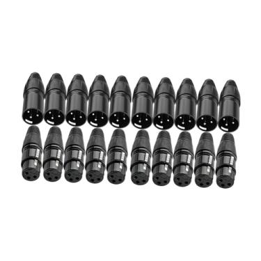 Imagem de JunZheHub Conector de Cabo de Microfone, Acessório para Instalação, Adaptador XLR (macho/fêmea), Conector XLR de 3 Pinos para Prática E, Preto 20 Peças