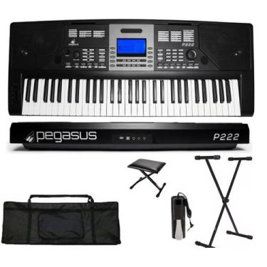 Imagem de Teclado Sintetizador Pegasus P222 61 teclas + Suporte + Capa + Pedal +