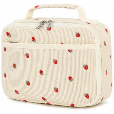Imagem de Bolsa Térmica Bluboon Acolchada de Pana Beige con Diseño de Fresas