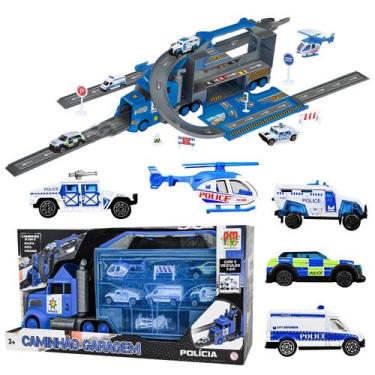 Imagem de Brinquedo Caminhão Polícia Com Pista Infantil Interativa E Maleta Com 