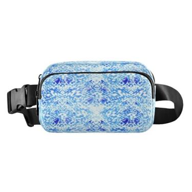 Imagem de CEBUGI Pochetes de caminhada para homens e mulheres, estampa de leopardo azul, moderna, resistente à água, com cinto ajustável para treino, viagem, corrida