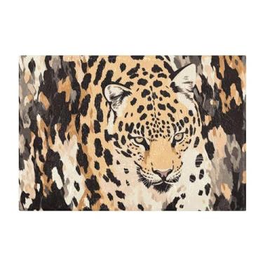 Imagem de Burbuja Tapete de banho de leopardo, tapete de banheiro absorvente extra macio com suporte antiderrapante para banheiro, banheira, chuveiro, 41 x 61 cm