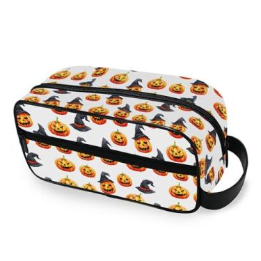 Imagem de Burbuja Bolsa de Higiene Pessoal de Viagem de Abóboras de Dia das Bruxas para Mulheres e Homens, Organizador Portátil de Maquiagem para Acessórios de Higiene Pessoal com Alça
