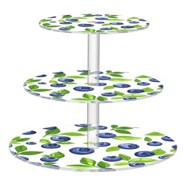 Imagem de CEBUGI Suporte de cupcake de mirtilo redondo de 3 camadas, bandeja de servir em camadas de acrílico para festas de chá, chá de bebê, casamento e mais