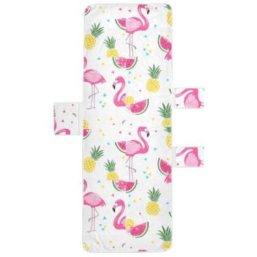 Imagem de Burbuja Flamingo melancia abacaxi capa de toalha de cadeira de praia com bolsos, capa de cadeira macia e absorvente toalha de piscina de microfibra de secagem rápida para praia banho de sol jardim