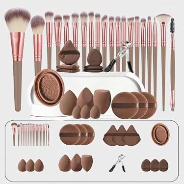 Imagem de Conjunto de 37 pincéis de maquiagem e esponjas de maquiagem para líquido, creme e pó - polido, mistura e pincel facial