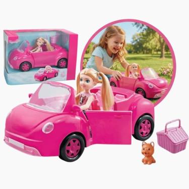 Imagem de Brinquedo Carro Fusca Conversível Com Acessórios Mini Boneca Tipo Barbie Menina Presente Carrinho Kizumba
