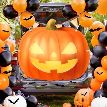 Imagem de Lecheme Kit de decoração de carro de Halloween de 1,5 m para decoração de carro SUV ao ar livre, decoração de abóbora, porta-malas ou petiscos, decoração de carro, suprimentos de festa, carro, arco