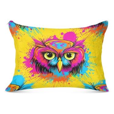 Imagem de Capa de travesseiro grande felpuda de coruja desenho animado com zíper longo padrão queen king travesseiro bonito roupa de cama decoração de casa, tamanho do corpo, 53 cm x 137 cm