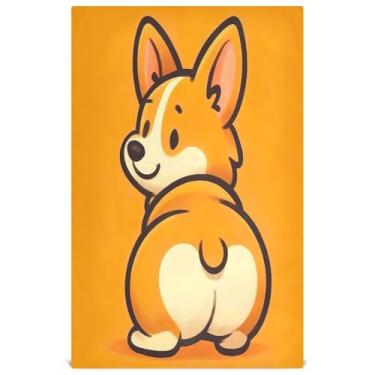 Imagem de Joisal Panos de prato decorativos engraçados de cachorro Corgi fofo para cozinha toalha de chá fofa para secar pratos de secagem rápida fina 45 x 71 cm, 4 pacotes com 4