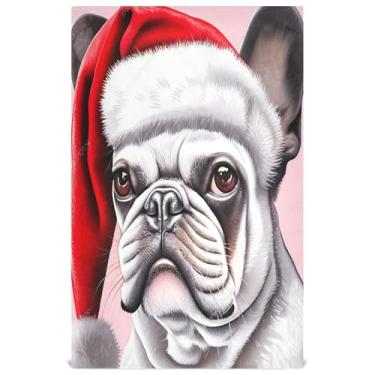 Imagem de Joisal Toalha de chá de mão fofa legal cachorro buldogue toalhas de prato de Natal para cozinha panos de prato decorativos absorventes de secagem rápida 45 x 71 cm, 6 pacotes