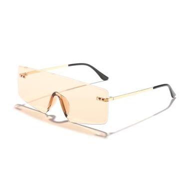 Imagem de HCPIHF Óculos de armação grande de uma peça, armação de metal da moda masculina (C3)