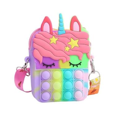 Imagem de Bolsa tiracolo feminina fofa de unicórnio, bolsa de ombro de silicone impermeável com alça ajustável, fecho de zíper, forro de poliéster, bolsa leve e divertida para viagens, festa, verde